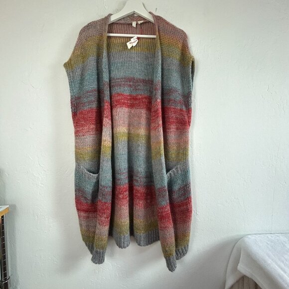 Moth Anthropologie Colorful Knitted Open Front Cardigan Sweater Vest XS/S New - Picture 1 of 9